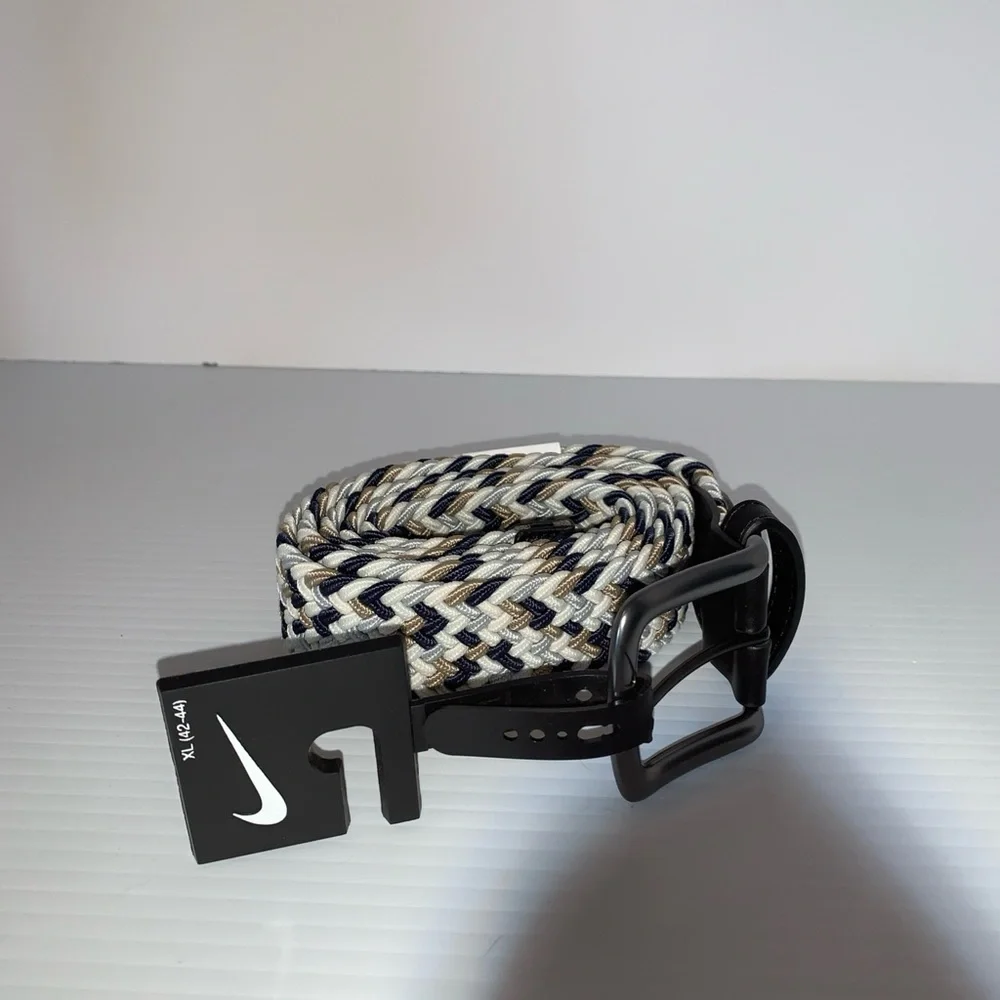 Nike Men’s Belt Woven Stretch Size XL (42-44) Navy / White / Grey / Black NWT
